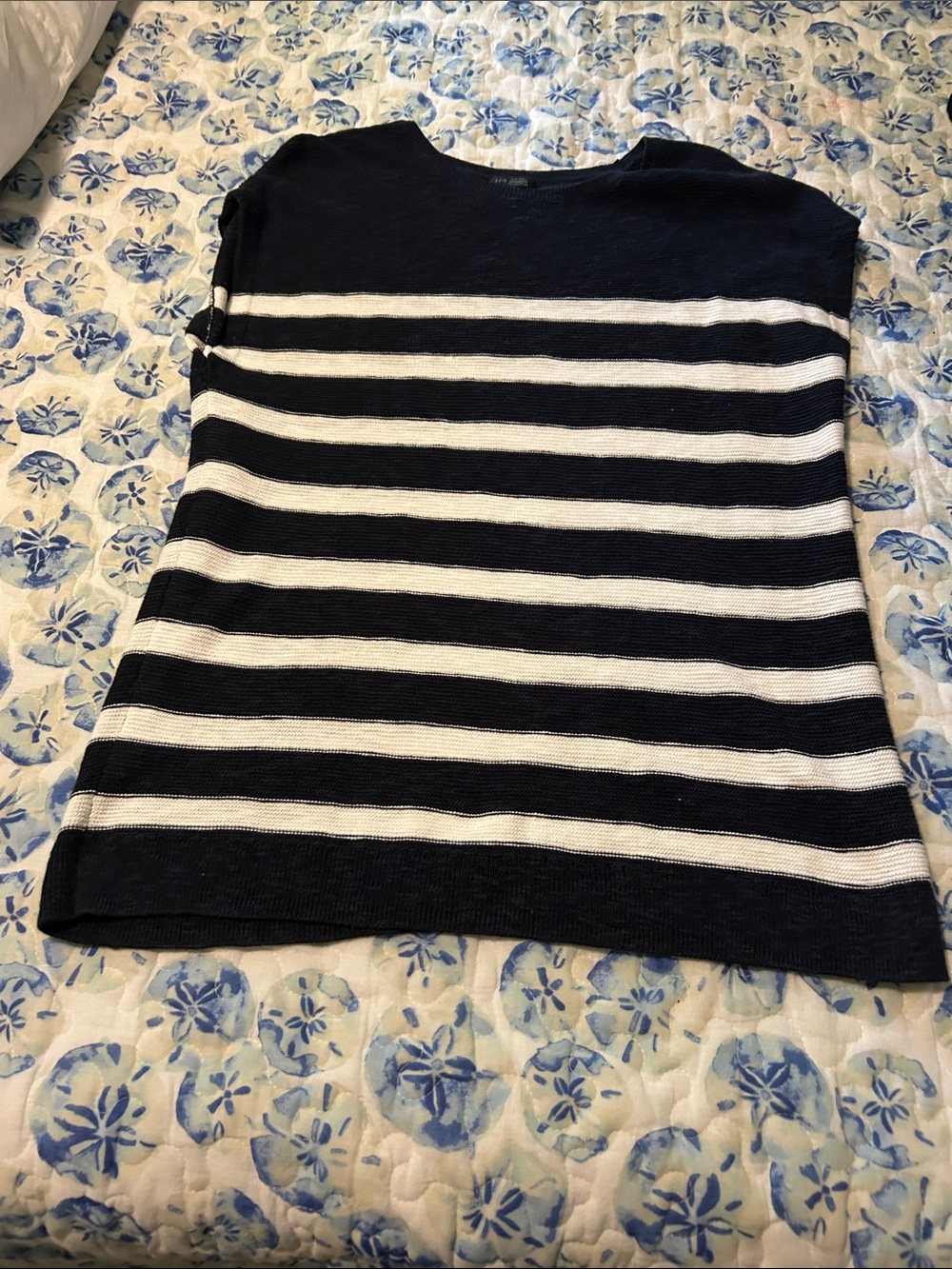 J. Jill Navy & White Striped Knit Short-Sleeve Top